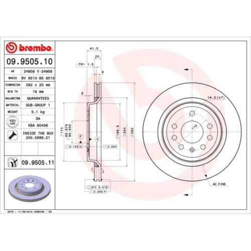 09.9505.11 BREMSSCHEIBE BREMBO HA  VP2 - ATU