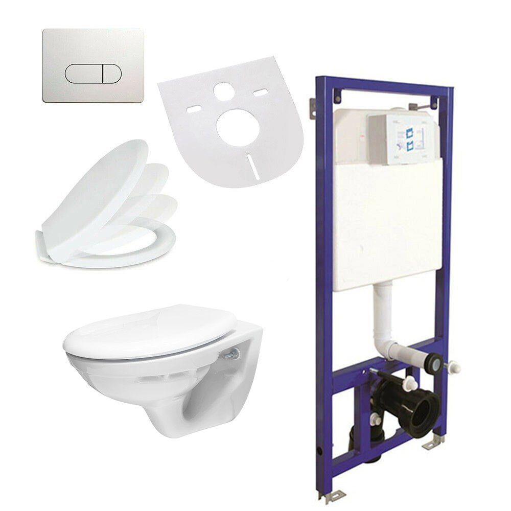 Belvit Tiefspül-WC BV-HW6001KomplettSet, Wandhängend, Abgang waagerecht, Komplettset