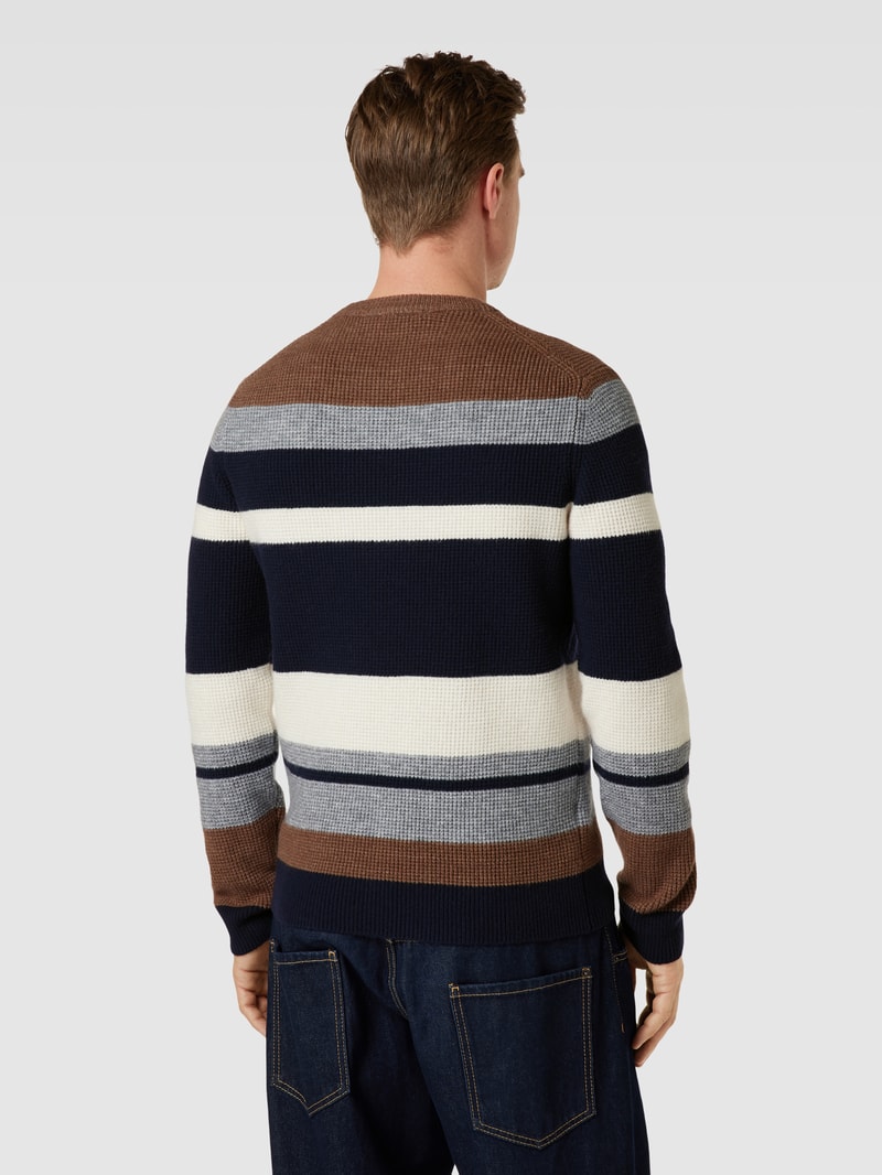Strickpullover mit Streifenmuster Modell 'harvey' in marineblau