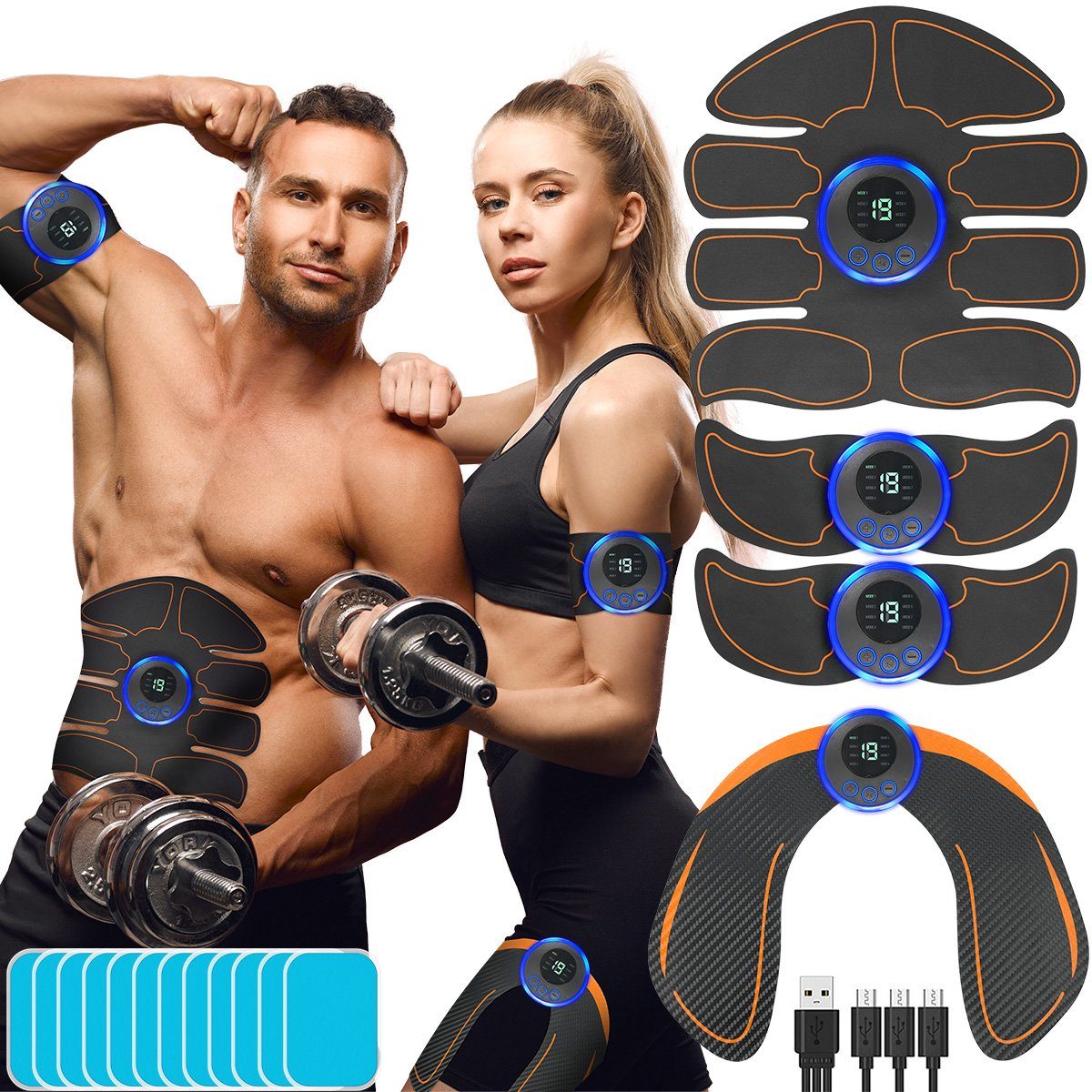 7Magic EMS-Bauchmuskeltrainer EMS-Po-Trainer, EMS-Arm-Trainer, ABS Trainingsgerät,8 Modi, 19 Geschwindigkeitsstufen