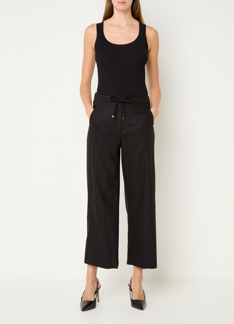 Pantaloni MaxMara Floria cu talie medie, cu croială largă, confecționați din lână virgină.