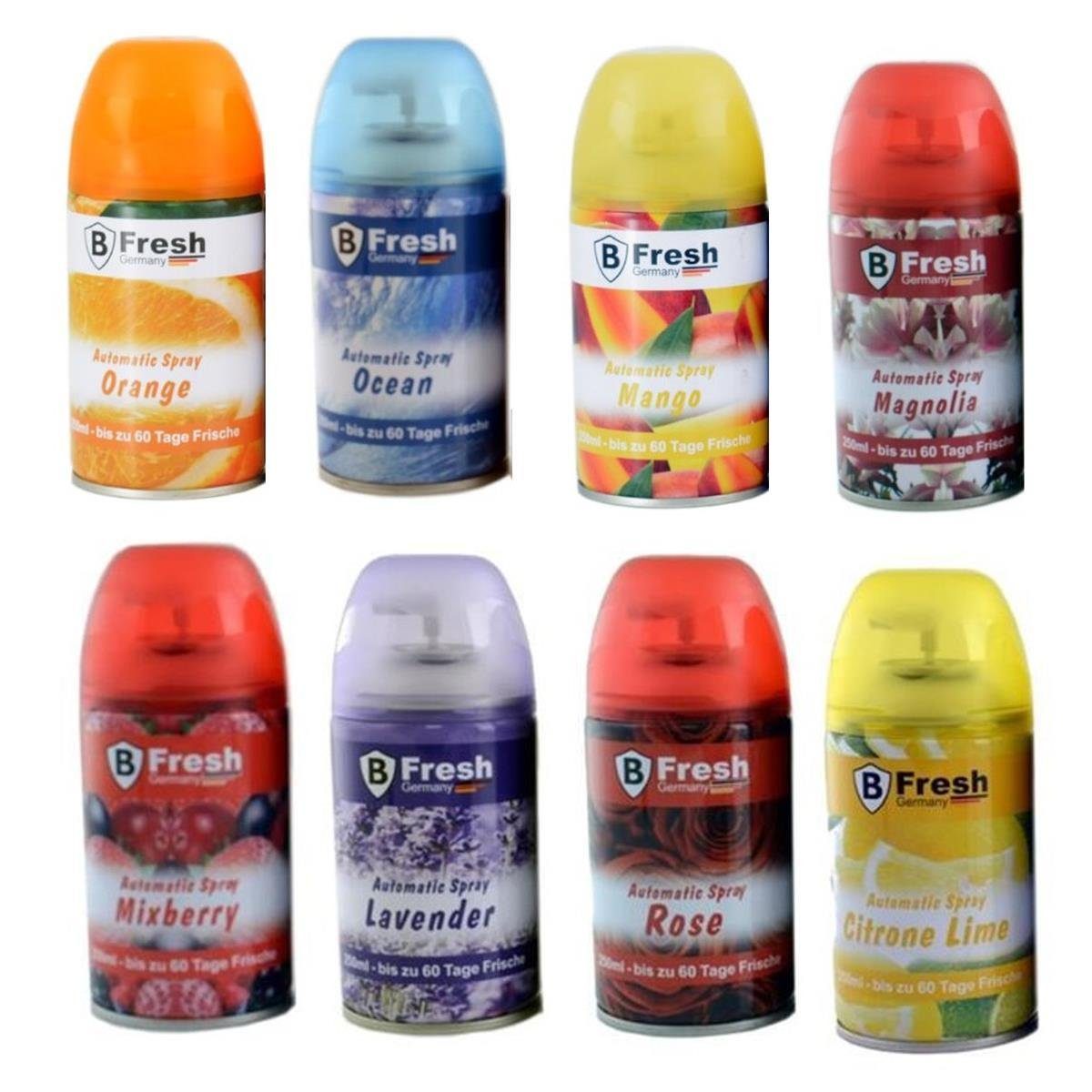 TronicXL Raumduft-Nachfüllflasche 8 x Nachfüller für Airwick Freshmatic Max Spender Mix Raumduft Spray (Mix Set, 8-St., 8 Kartuschen), 250 ml