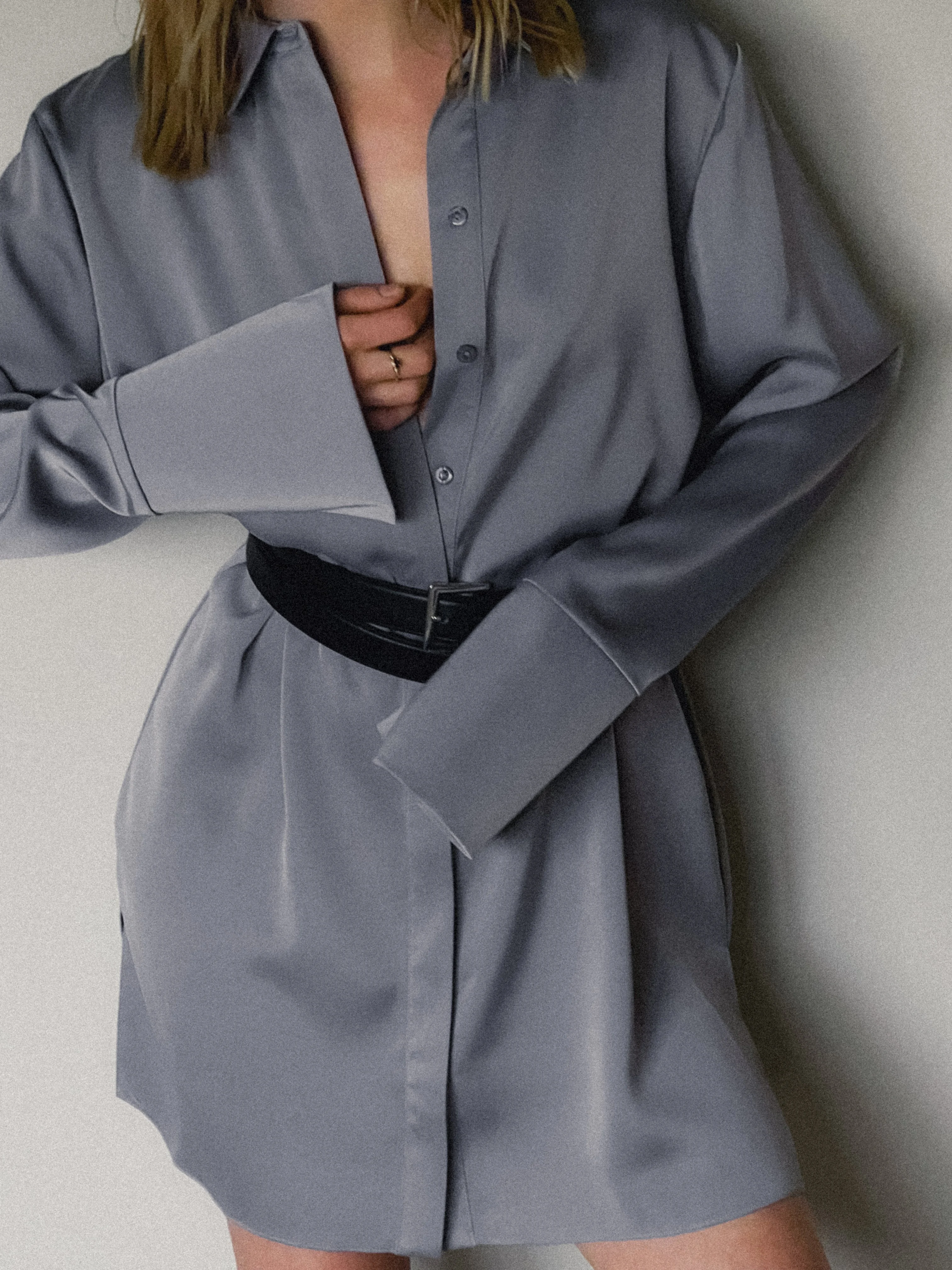 Satin-Shirt-Minikleid