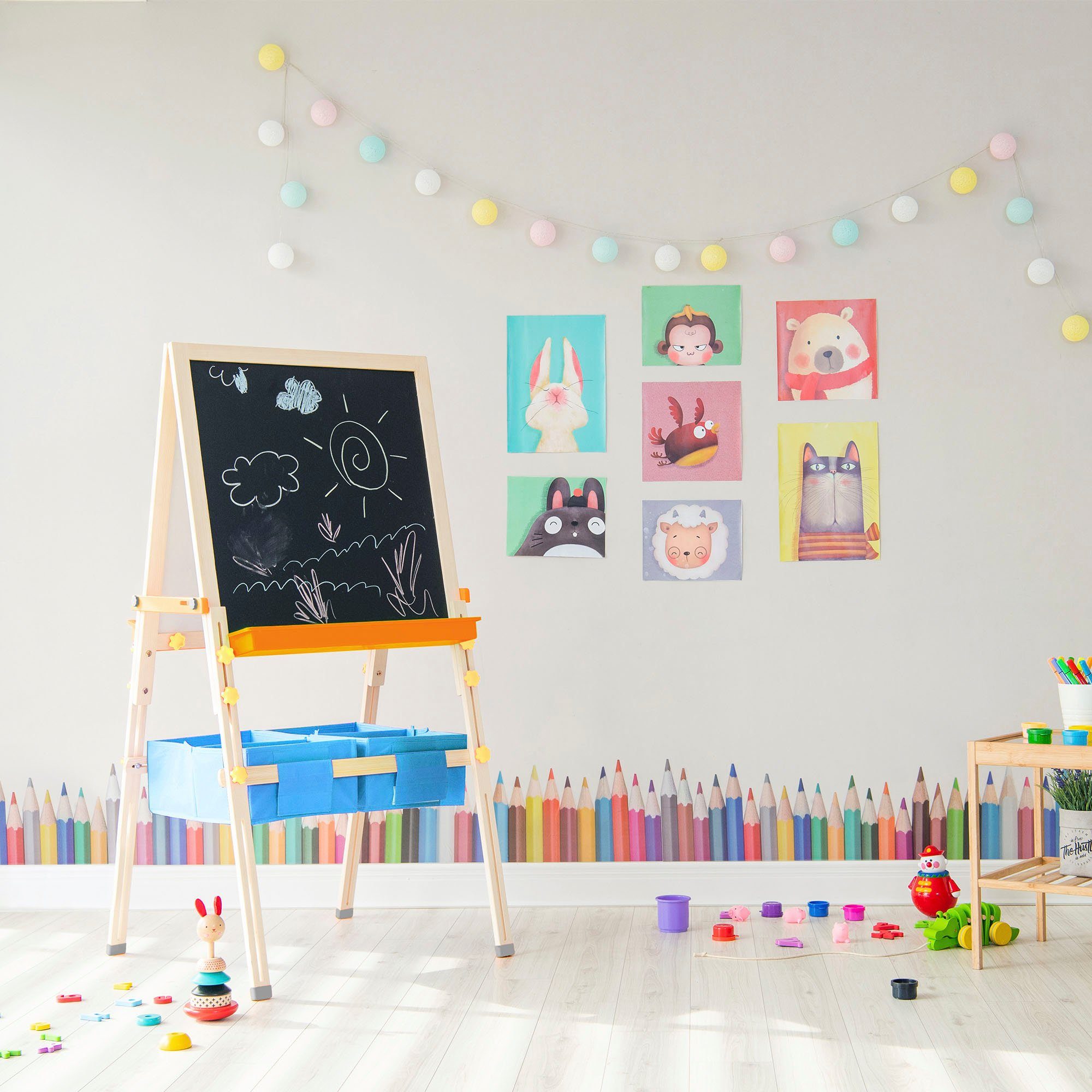 TEAMSON™ KIDS Standtafel Holzspielzeug, Little Artist, zweiseitig, mit weißer Magnetseite