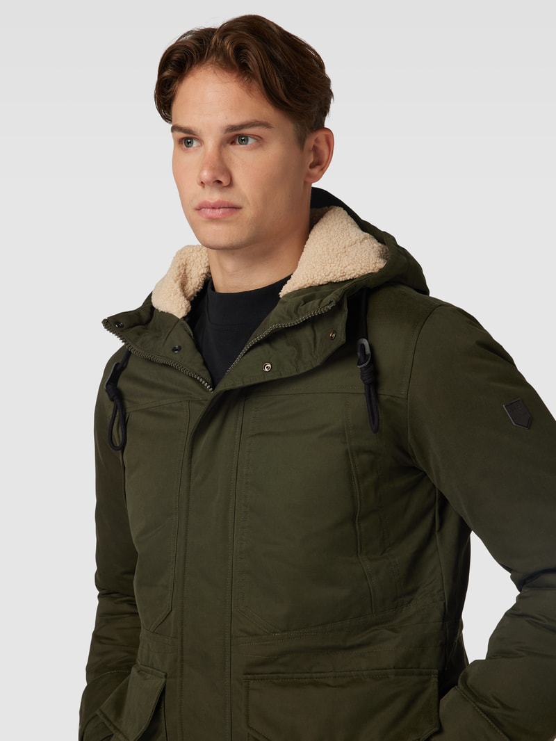 Parka mit Pattentaschen Modell 'ECLIP' in olivgrün