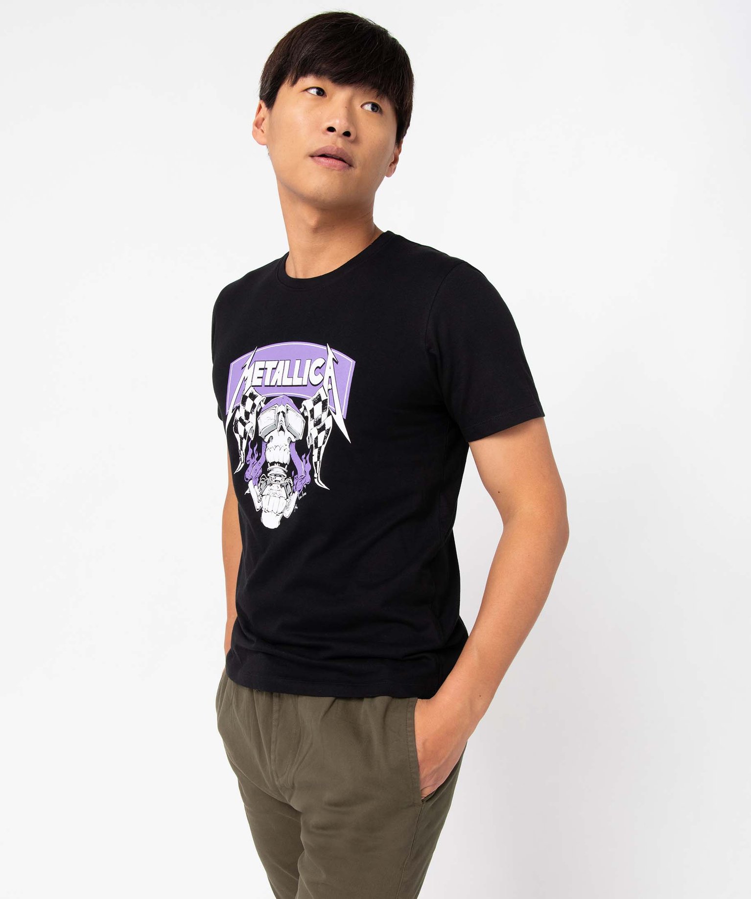 Tee-shirt homme à manches courtes avec motif bicolore - Met... noir | GEMO