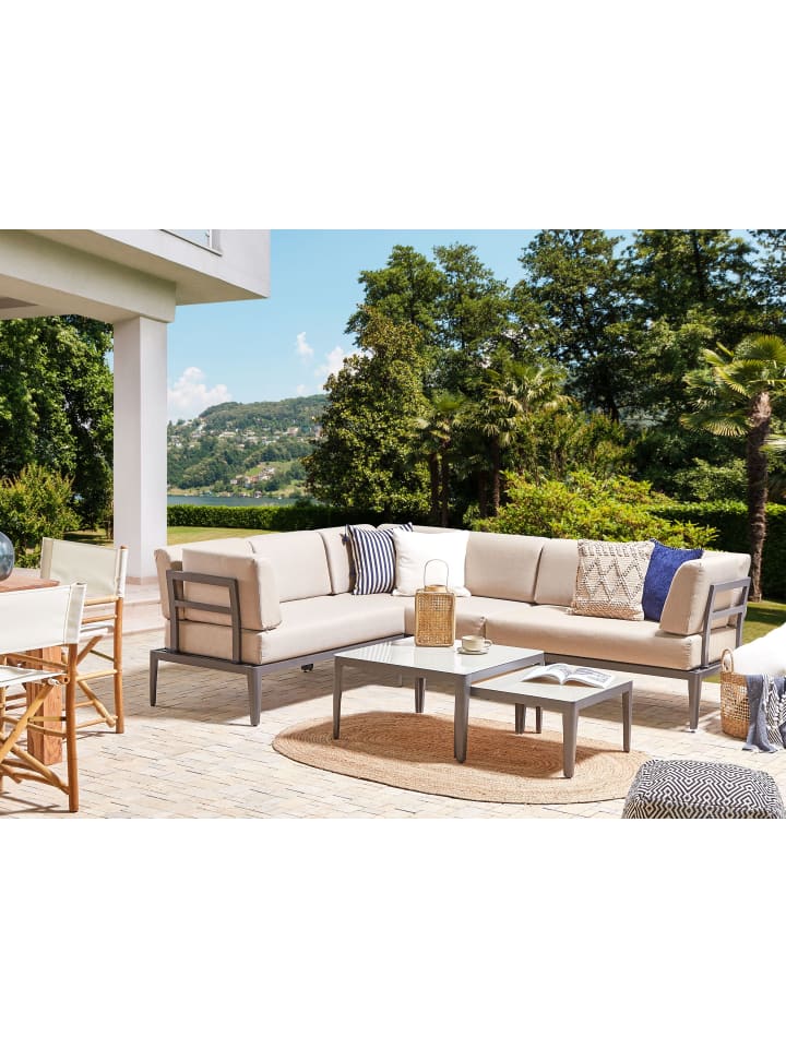 Beliani Lounge Set RIMA III in Grau/Beige - (W) 240 x (H) 85 x (L) 190 cm günstig kaufen onesize