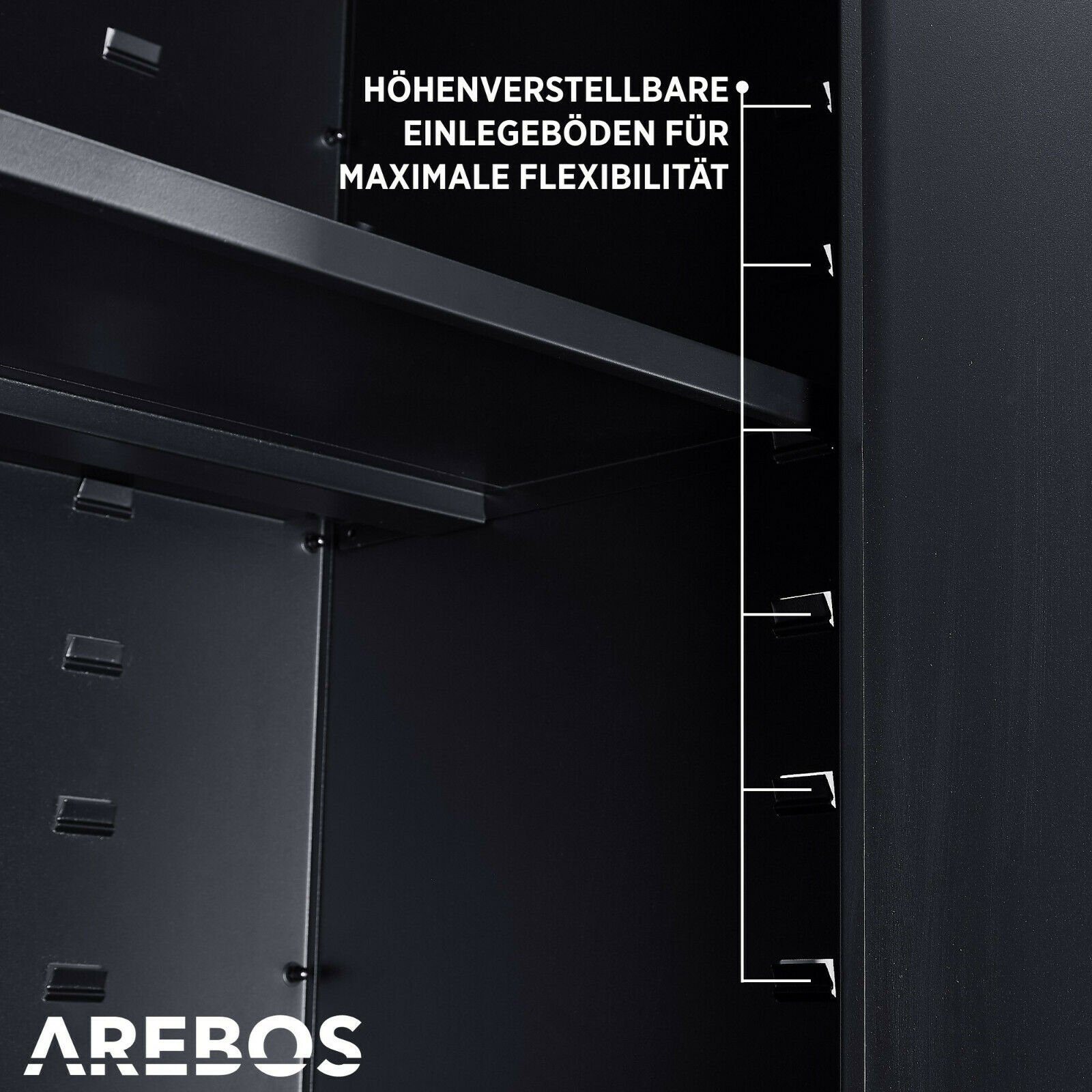 Arebos Aktenschrank Büroschrank, Lagerschrank, Höhenverstellbarer Einlegeboden (Stück)