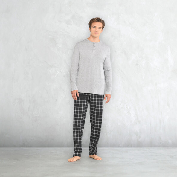 Herren Flanell Pyjama, grau