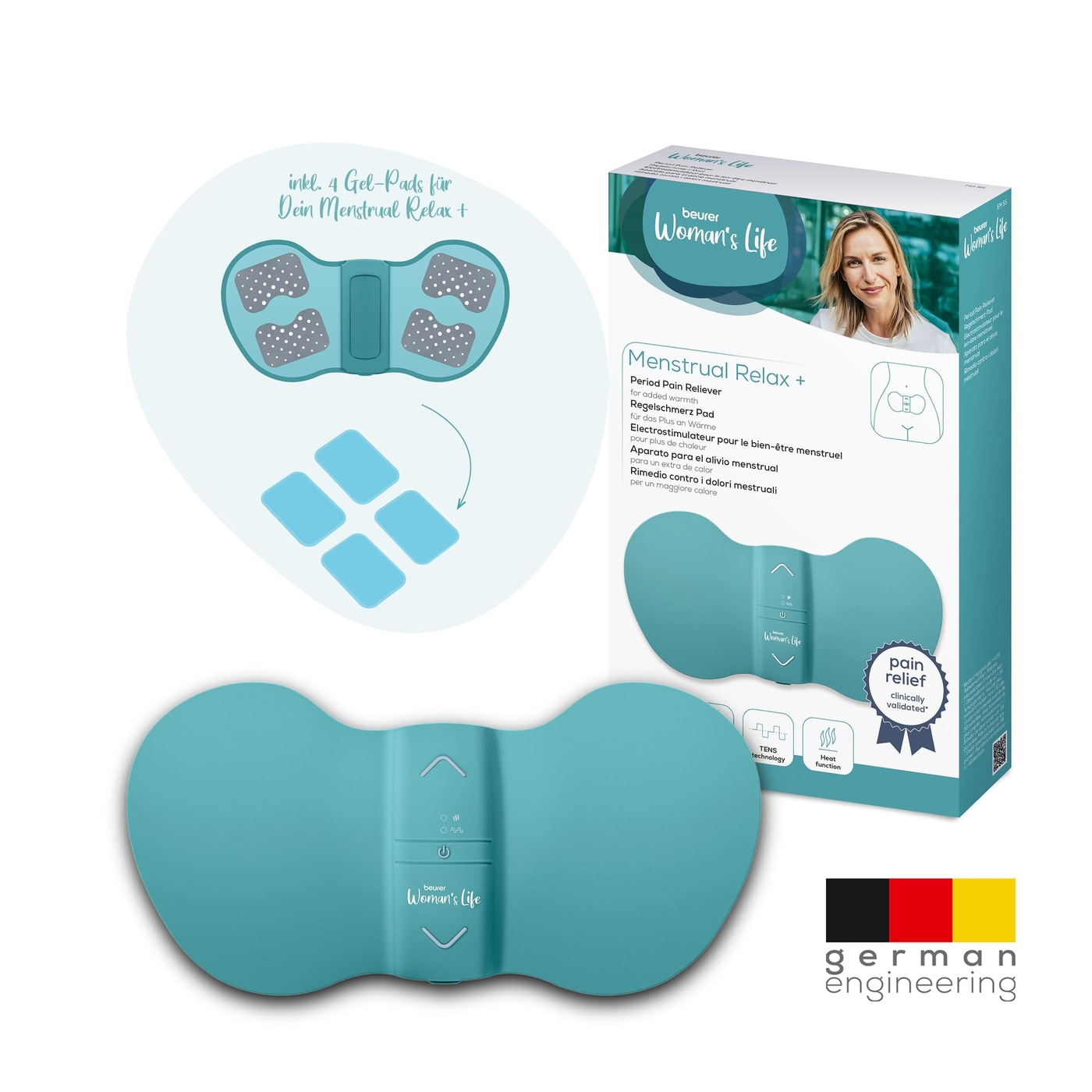 Beurer EM 55 Menstrual Relax+-Menstrual Relax+ zur Linderung von Menstruationsschmerzen mit TENS und Wärme