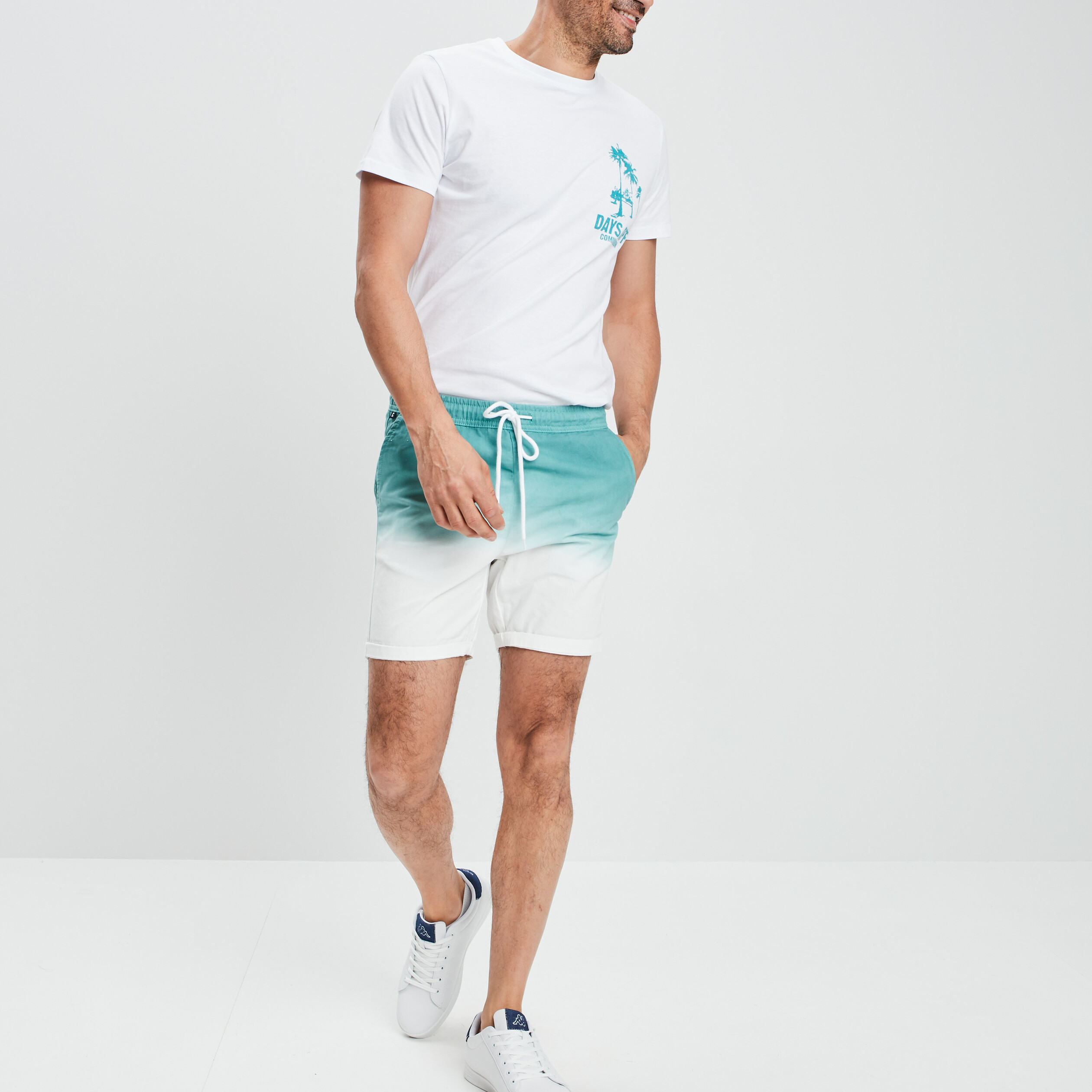 Bermuda straight à coulisse bleu clair homme | La Halle
