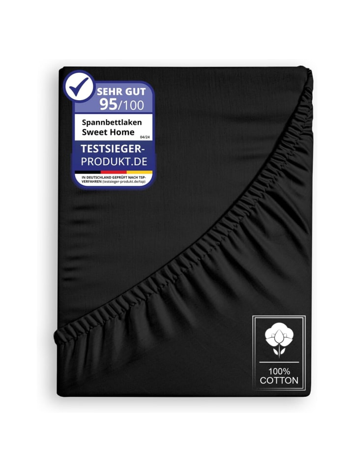 COFI 1453 Jersey Spannbettlaken Spannbetttuch 100% Baumwolle Bettlaken Betttuch in Schwarz günstig kaufen