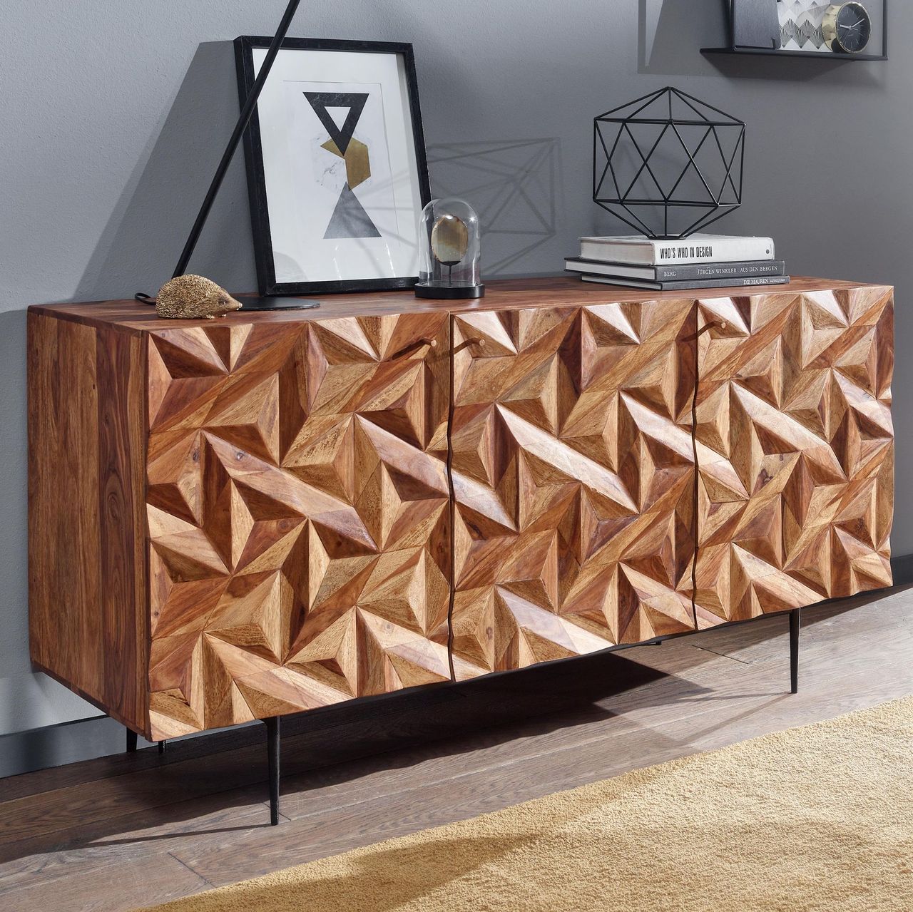 Skyport WOHNLING Sideboard 144x72x47 cm Holz Massiv Kommode Anrichte Modern Standschrank