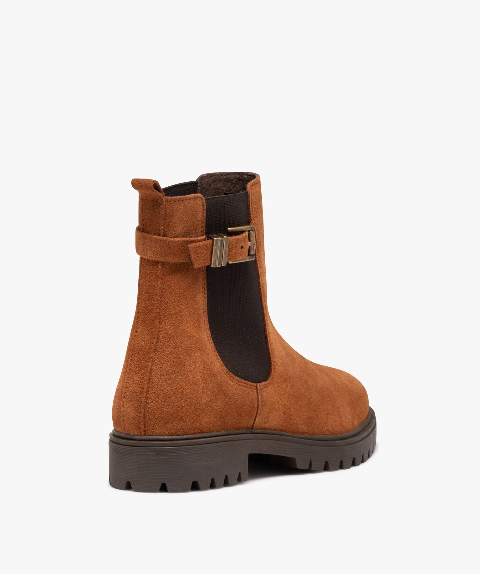 Boots femme unies en cuir suédé style Chelsea - Taneo camel | GEMO