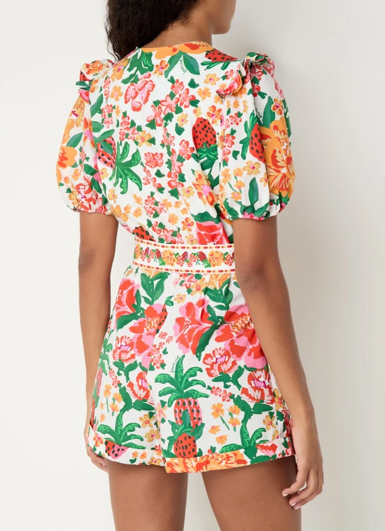Farm Rio  Playsuit met bloemenprint en ceintuur