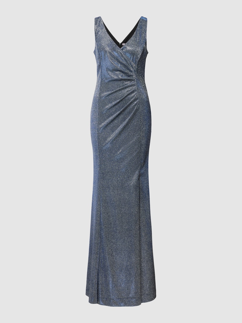 Kleid mit V-Ausschnitt in silber meliert