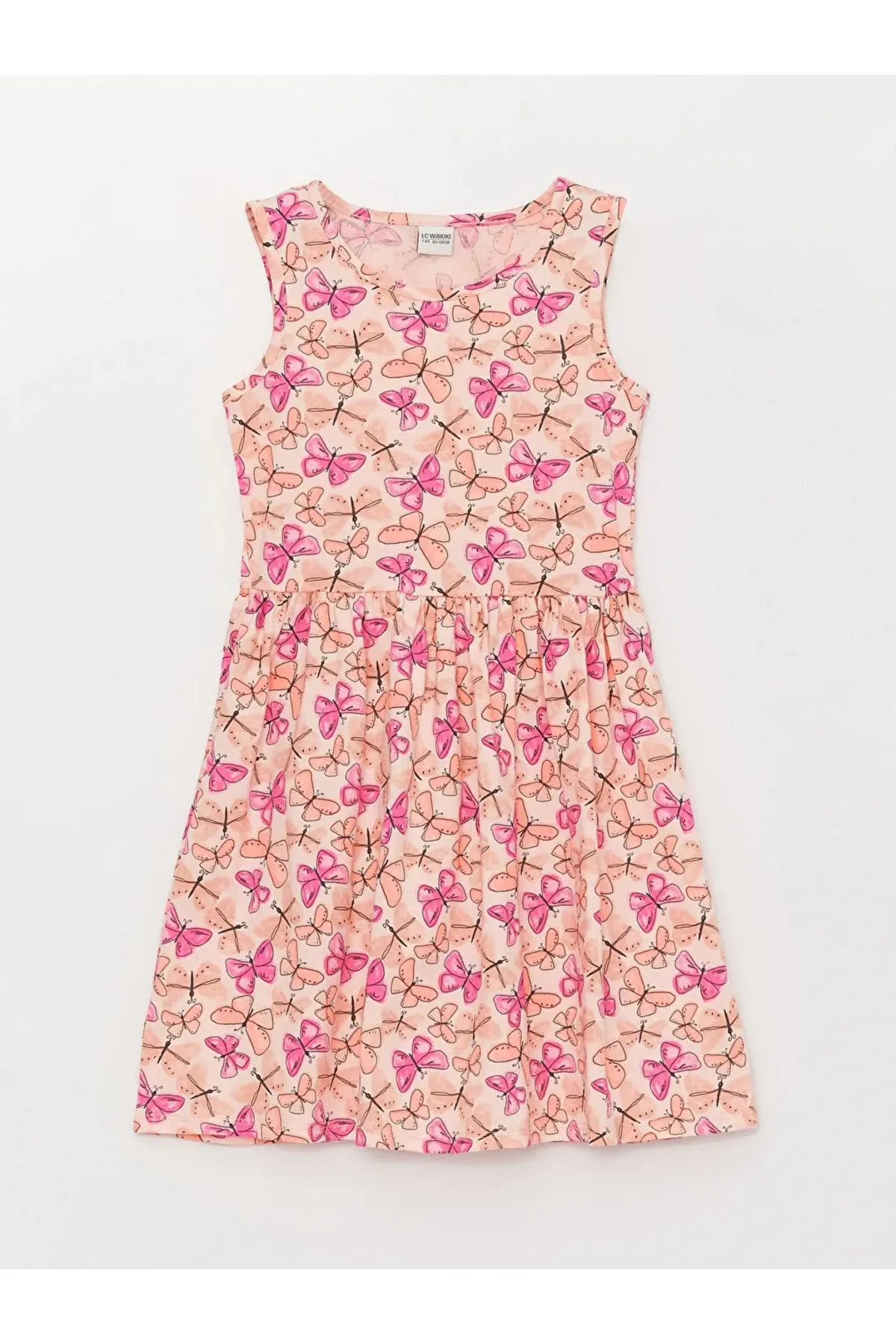 LC Waikiki  Lcw Kids gemustertes Mädchenkleid mit Rundhalsausschnitt