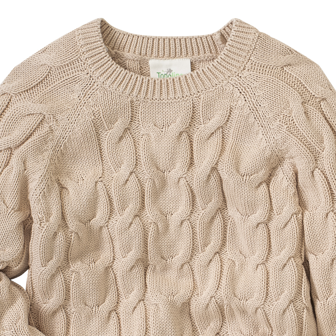 Jungen Strickpullover mit Zopfstrickmuster