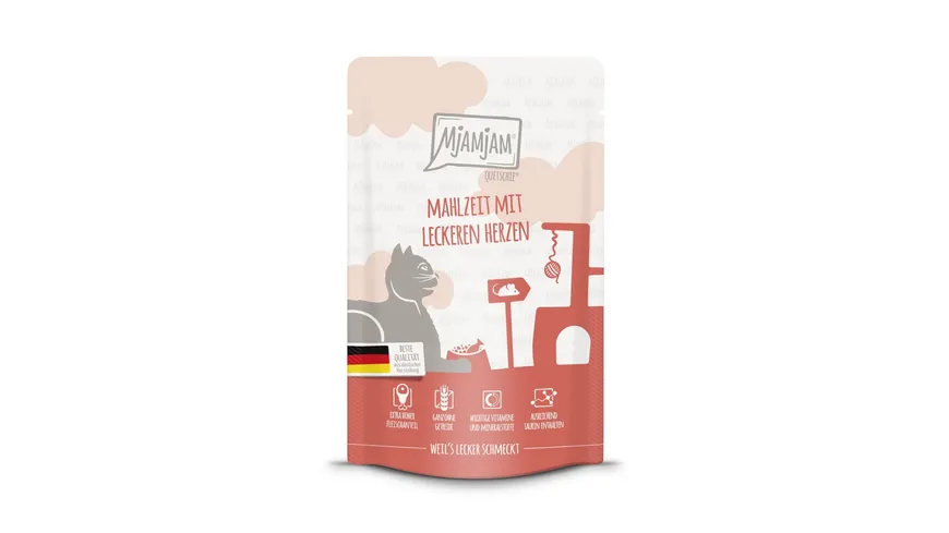 MjAMjAM Katzennassfutter Quetschie Mahlzeit mit leckeren Herzen 125 g