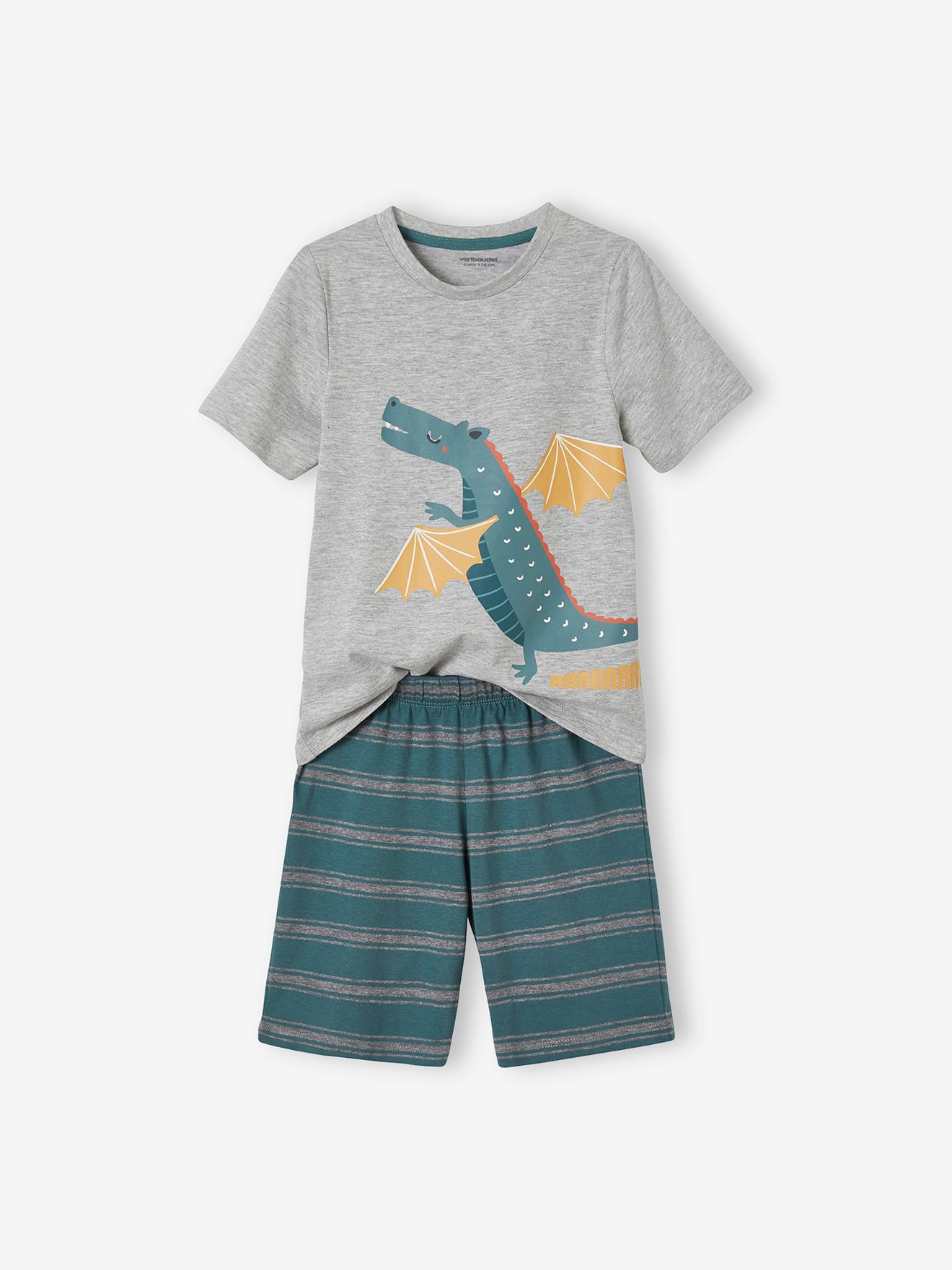 Vertbaudet 2er-Pack kurze Jungen Schlafanzüge, Ritter & Drachen Oeko-Tex - pack gelb/grün