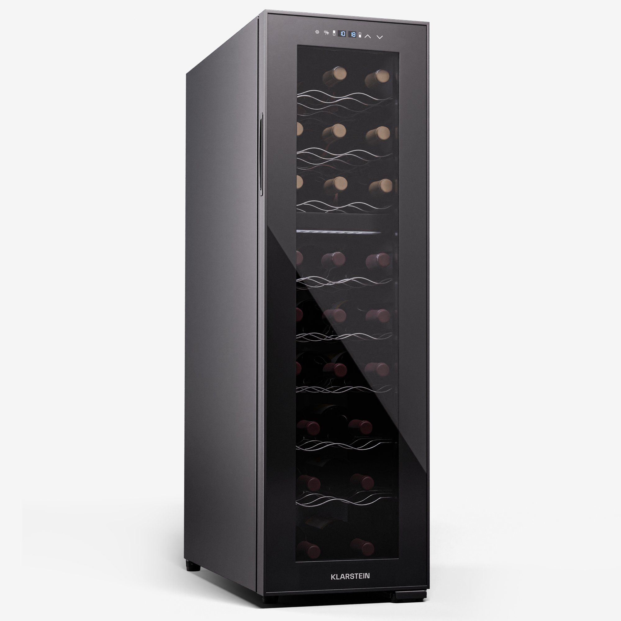 Klarstein Weinkühlschrank Shiraz 24 Duo, für 24 Standardflaschen á 0,75l,Wein Flaschenkühlschrank Weintemperierschrank Weinschrank Kühlschrank