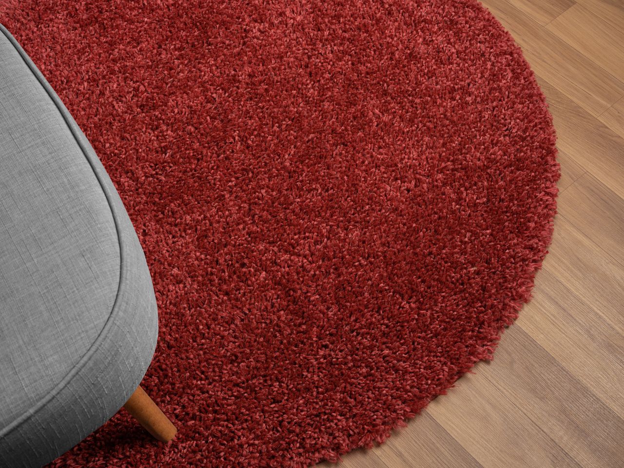 MyFlair Teppich Elodie, 120cm x 120cm, Farbe Weinrot, rund, Florhöhe 37mm