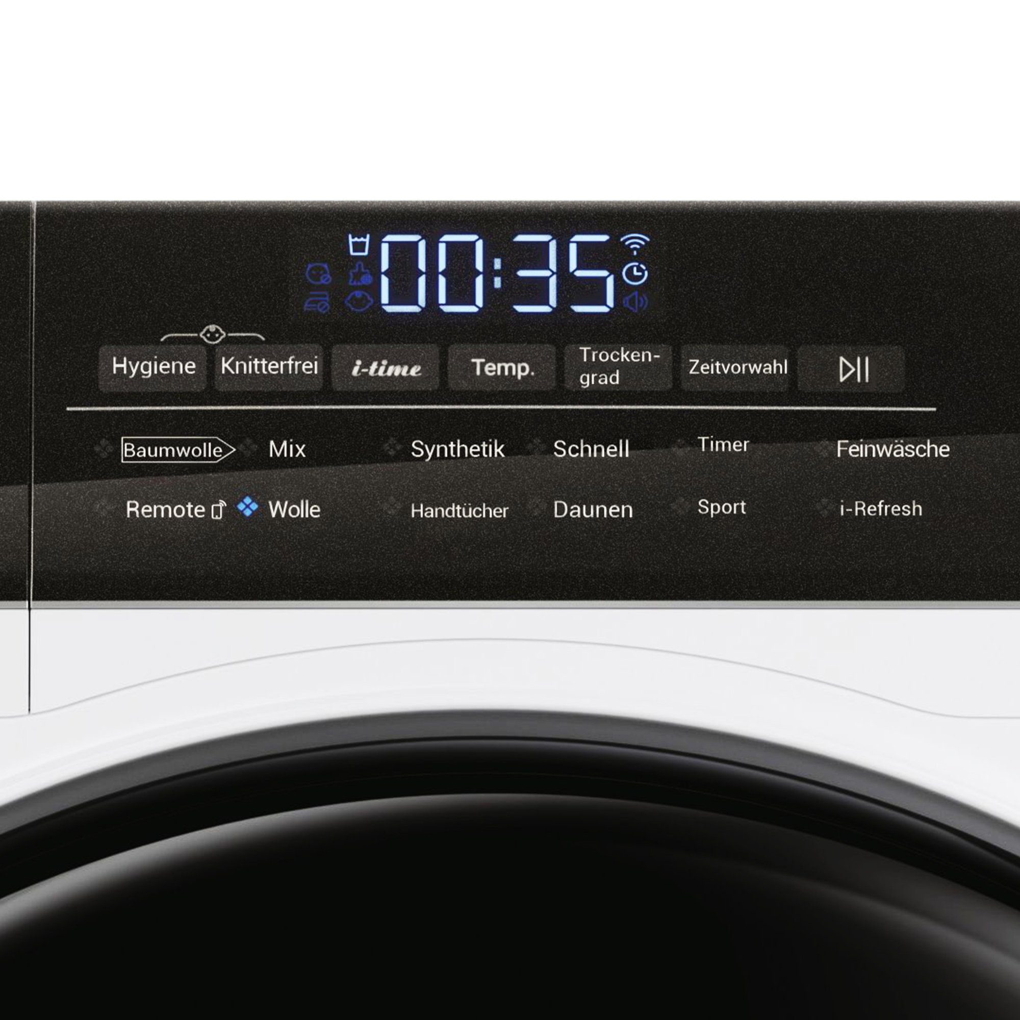 Haier Wärmepumpentrockner weiss HD90-A3TEAM5, 9 kg, Smart hOn App mit künstlicher Intelligenz, Ablaufschlauch