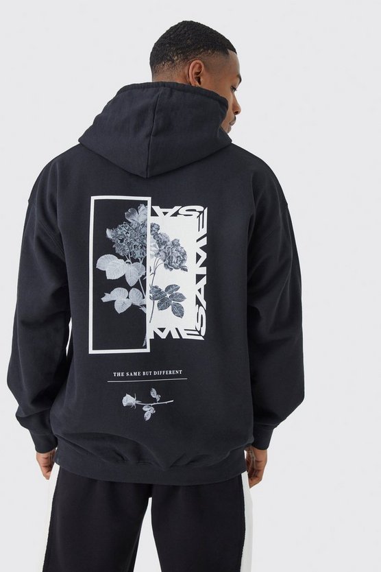 Oversize Hoodie mit floralem Foto-Print