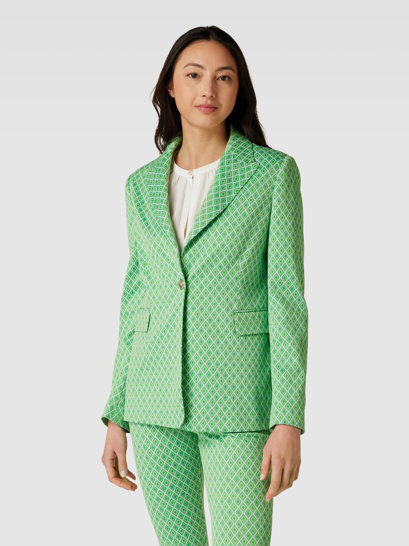 Blazer mit Allover-Muster und Knopfverschluss in hellgrün