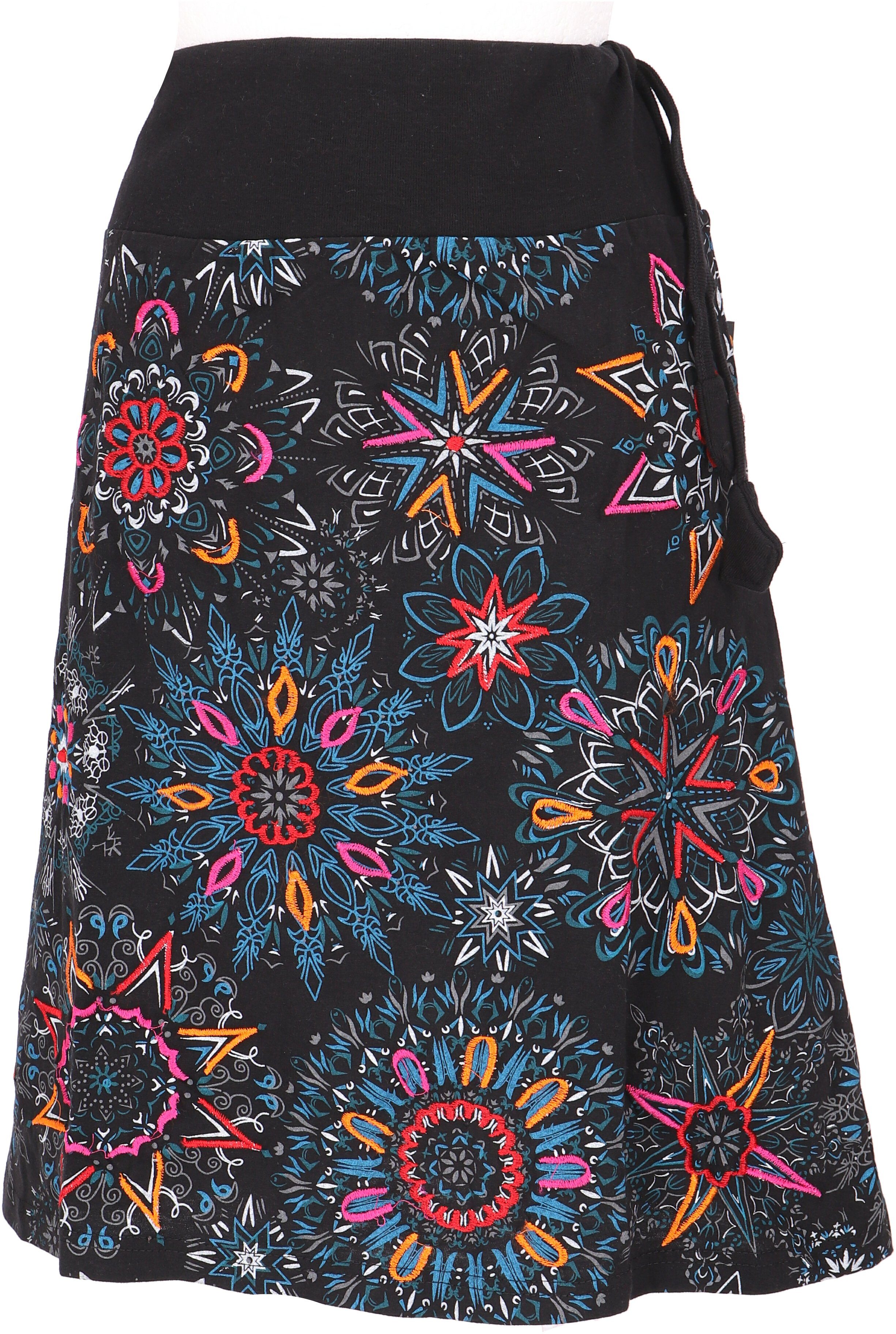 Guru-Shop Minirock Bestickter knielanger Rock, Boho chic, Retro.. alternative Bekleidung