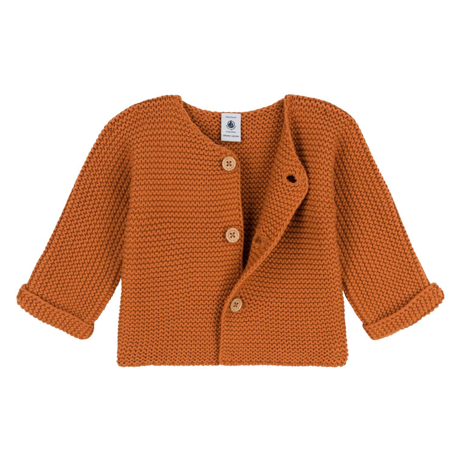 Petit Bateau Strickjacke Petit Bateau Baby Strickjacke cardigan braun Krausstrick
