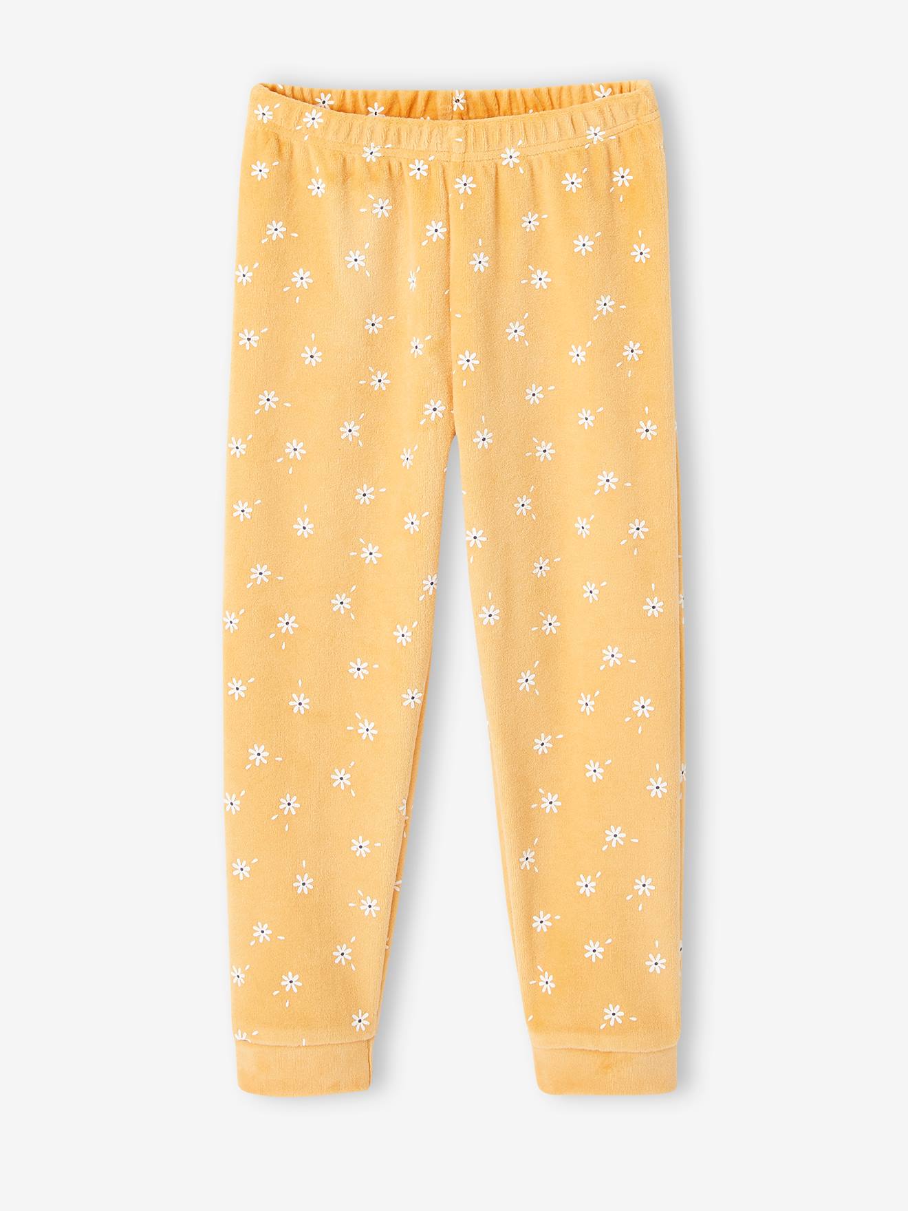 Lot de 2 pyjamas velours marguerites fille ocre