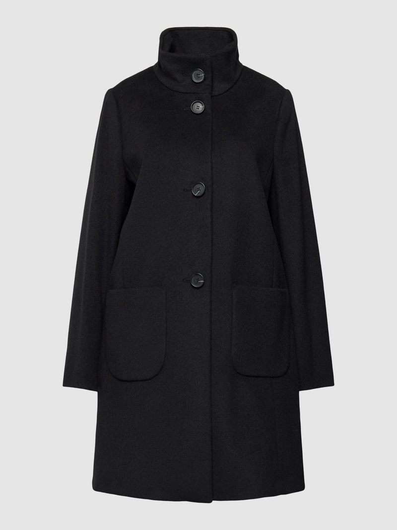 Kurzmantel mit Stehkragen und Eingrifftaschen in schwarz