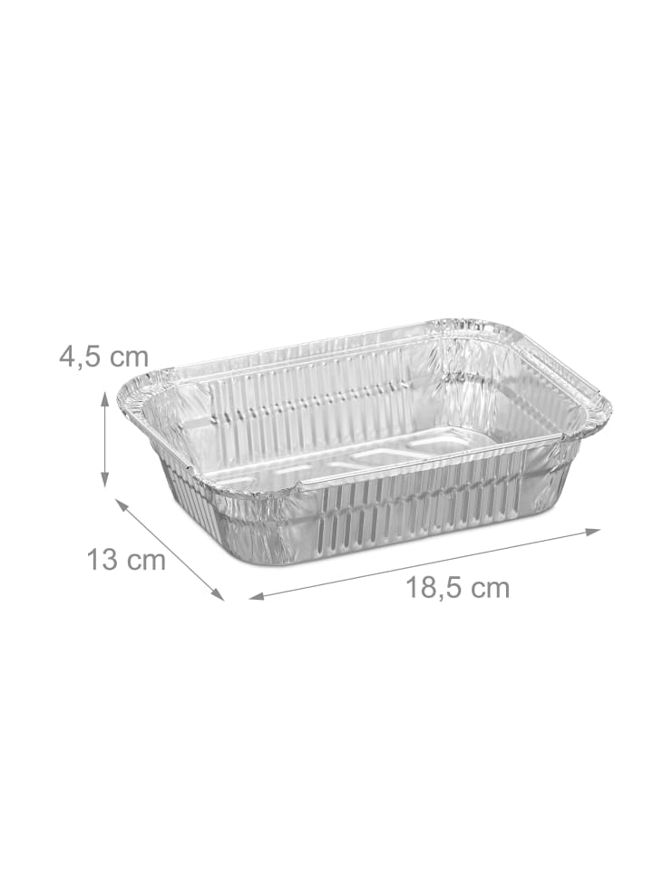 relaxdays 150 x Aluschalen in Silber - (B)18,5 x (H)4,5 x (T)13 cm günstig kaufen onesize