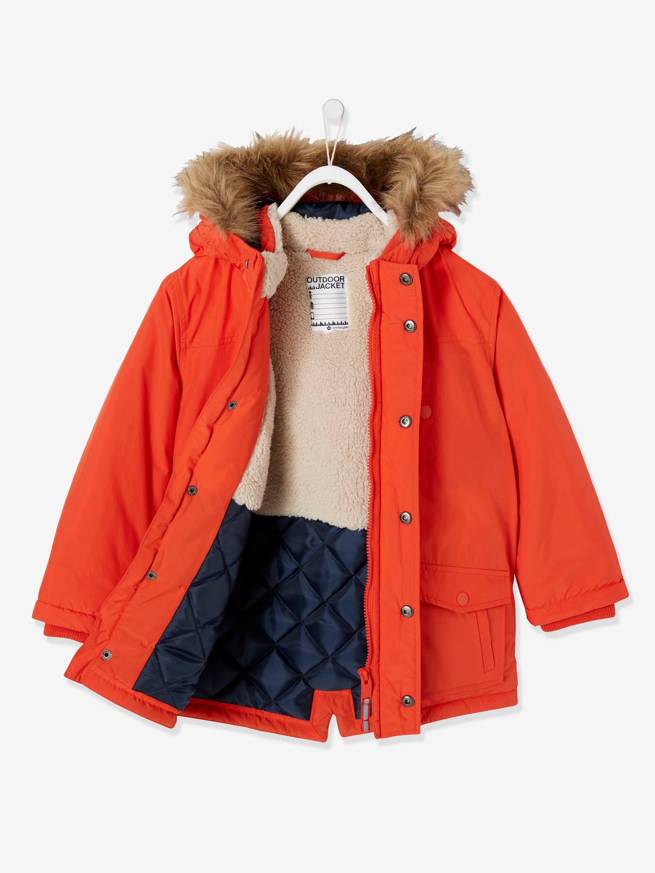 Parka technique à capuche garçon orange