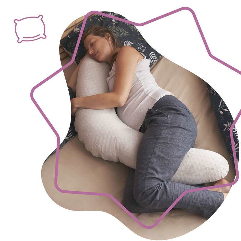 Coussin de maternité microbille Fluffy gris et bleu