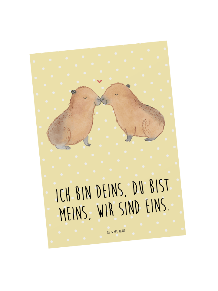 Mr. & Mrs. Panda Postkarte Capybara Liebe mit Spruch in Gelb Pastell günstig kaufen onesize