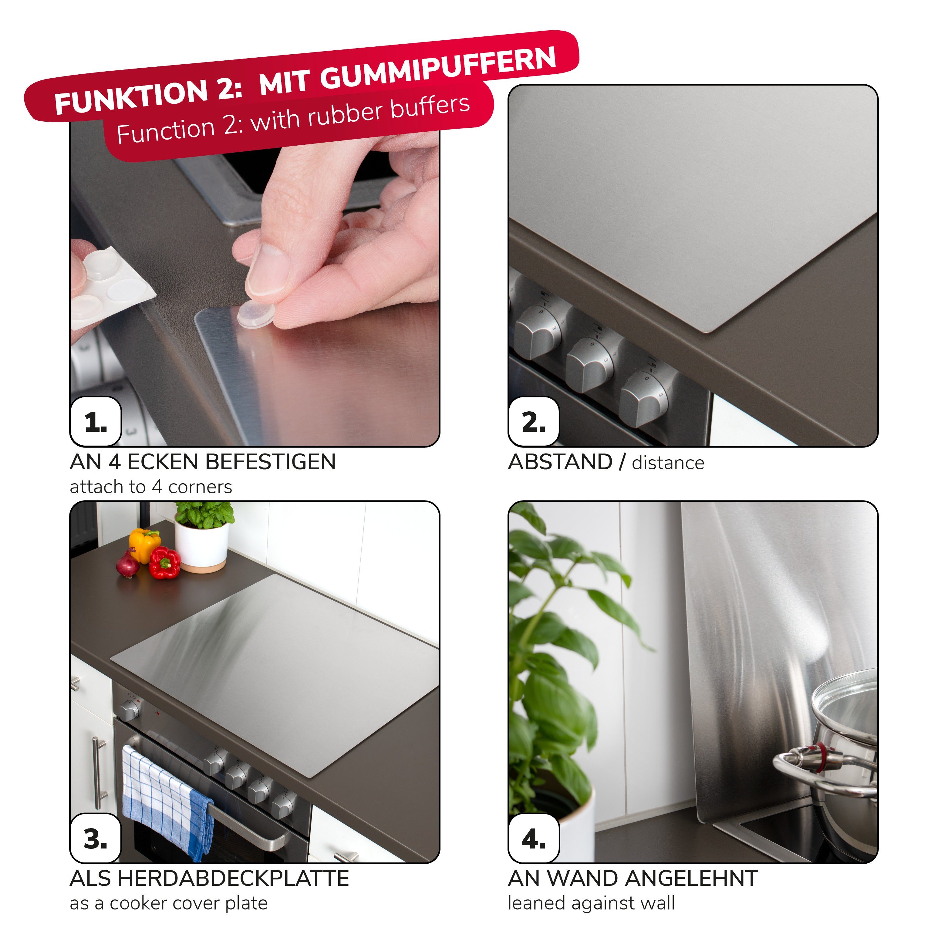 bremermann Spritzschutz bremermann Herdspritzschutz 2in1 aus Edelstahl // ca. 59 B x 56,5 H, (kein Set)