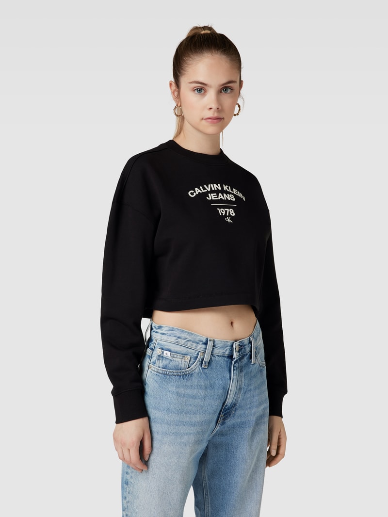 Sweatshirt mit Label-Print Modell 'VARSITY' in black