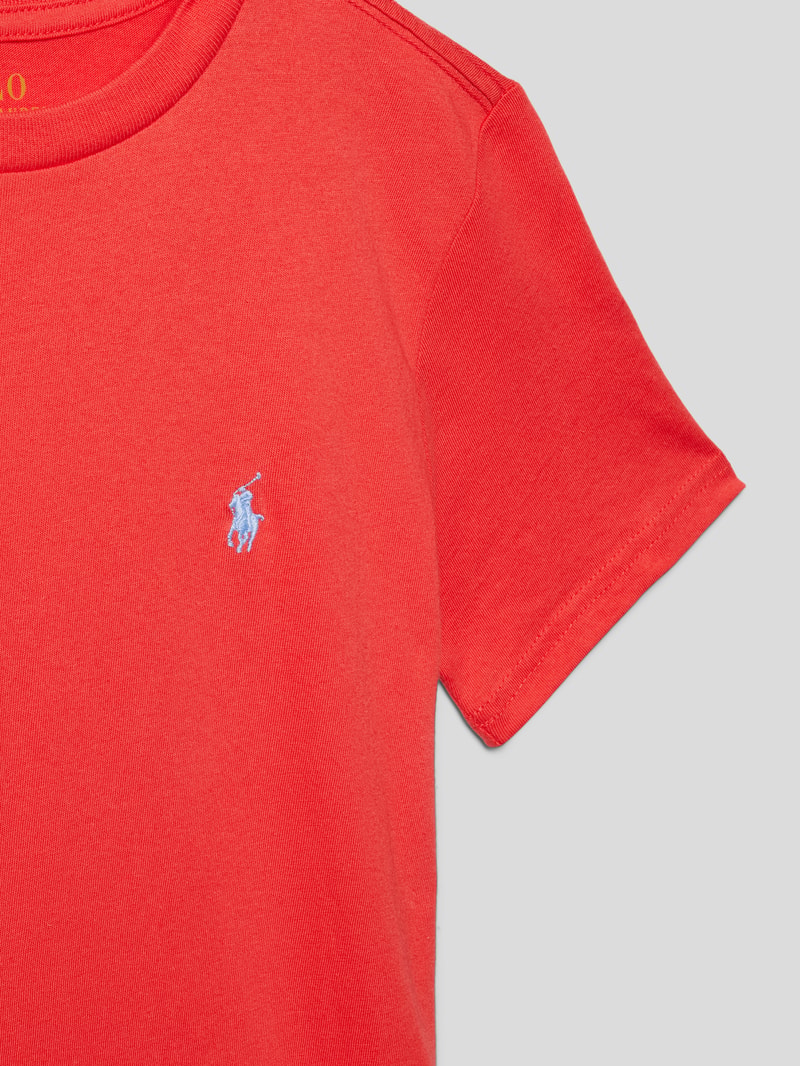 T-Shirt mit Label-Stitching in terrakotta