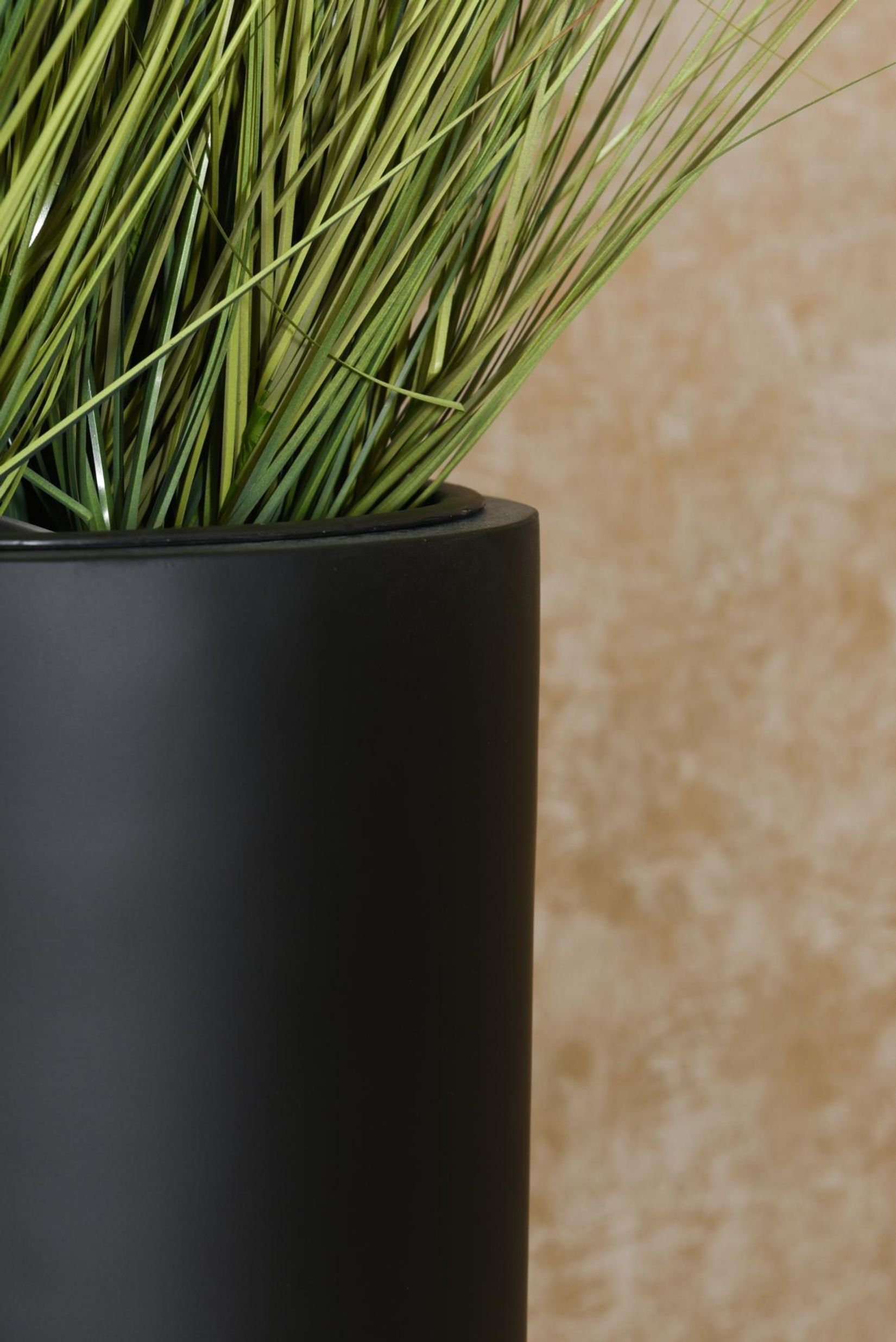 VIVANNO Pflanzkübel Pflanzgefäß Bodenvase SOLERIO Fiberglas Schwarz Matt - 33x100 cm