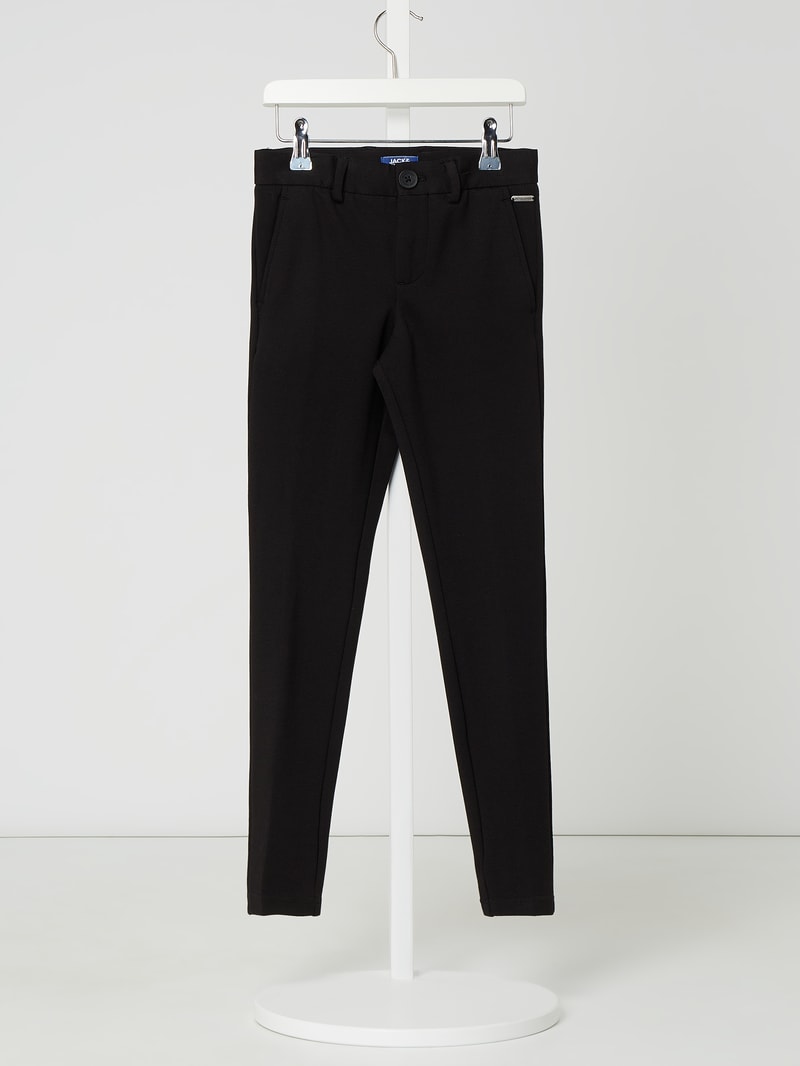 Slim Fit Chino aus Jersey Modell 'Marco' in schwarz