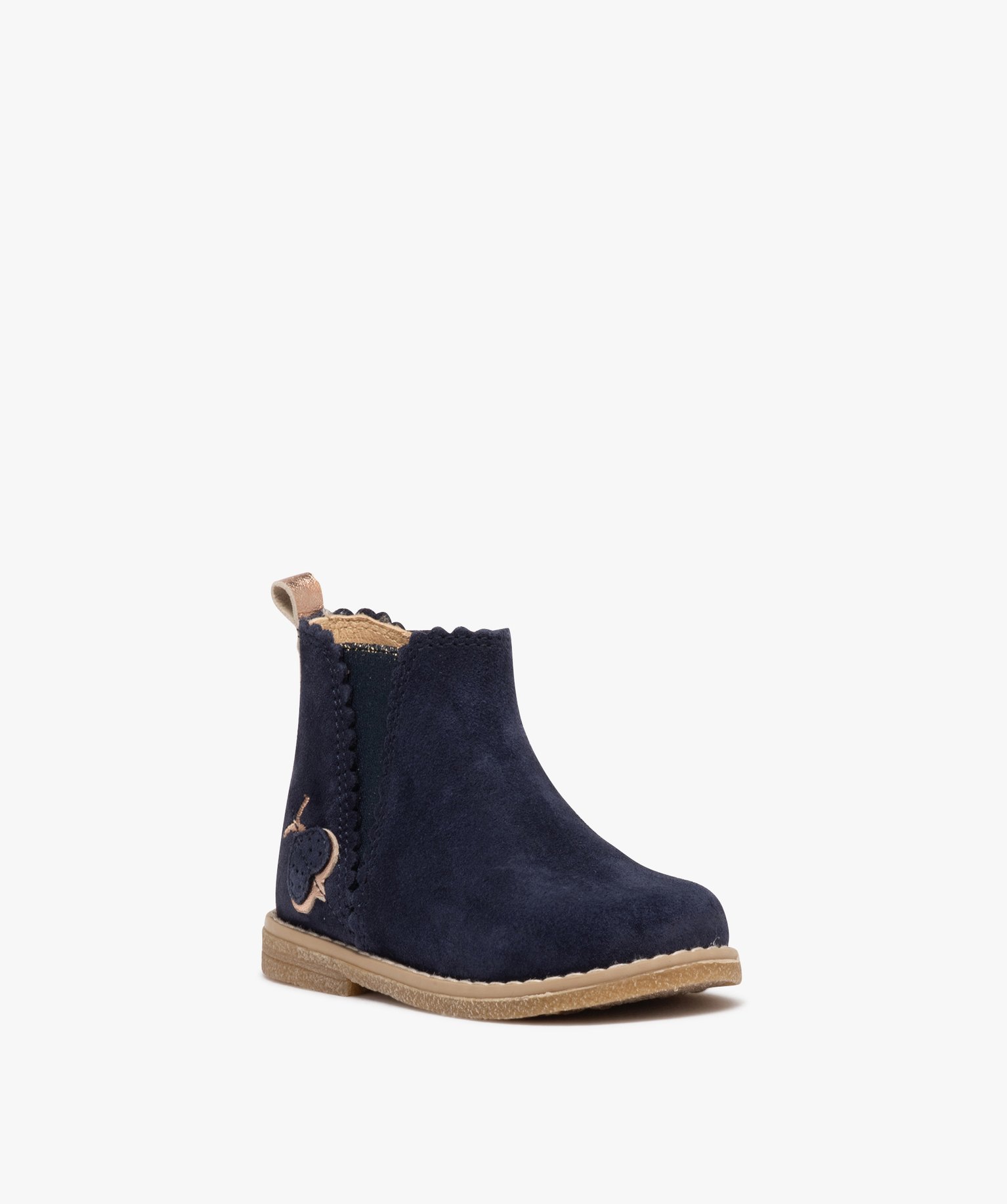 Chaussures en cuir velours avec détails cuivrés bébé fil... marine | GEMO