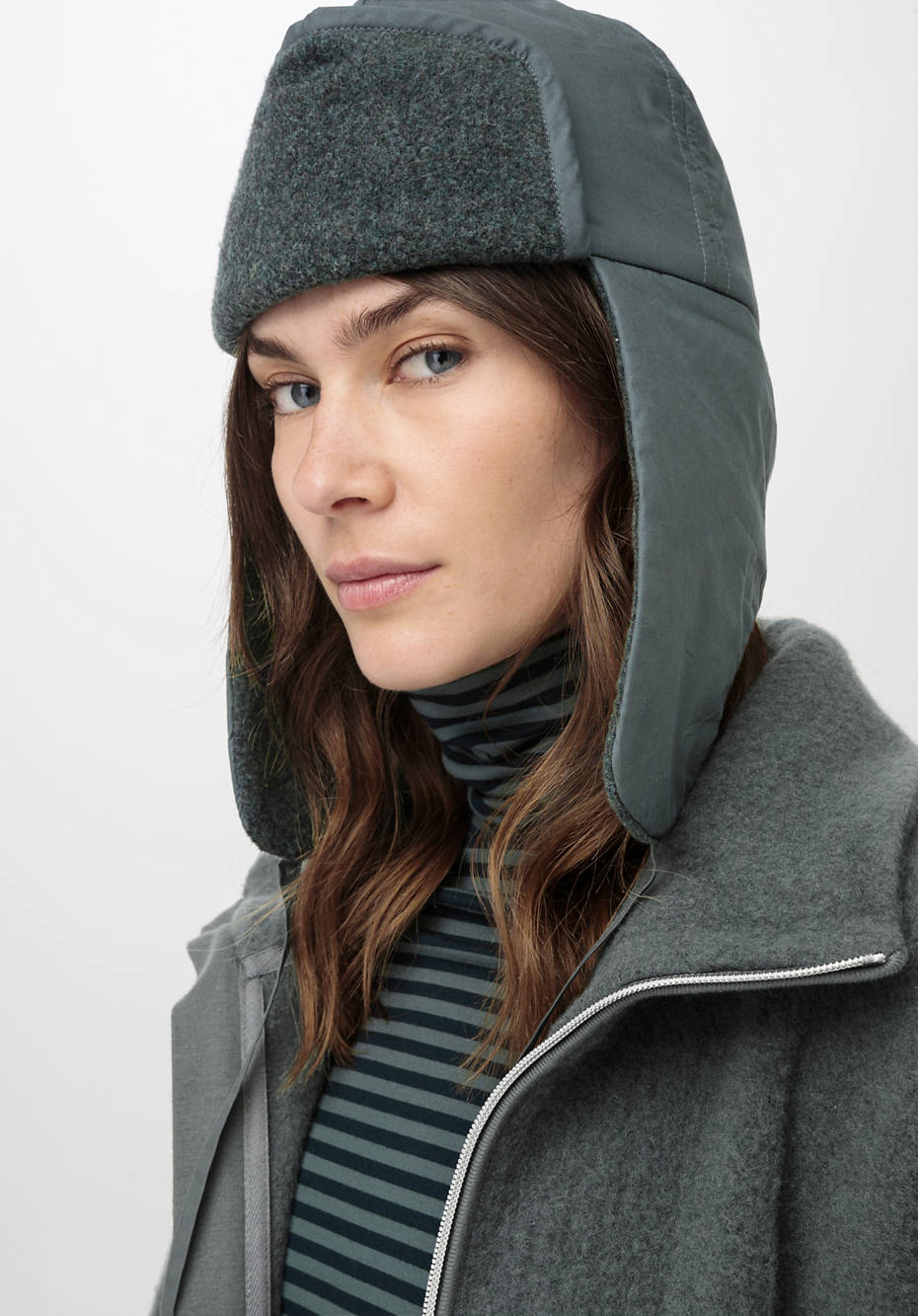 Unisex Nature Shell Trapper-Mütze mit Schurwoll-Wattierung
