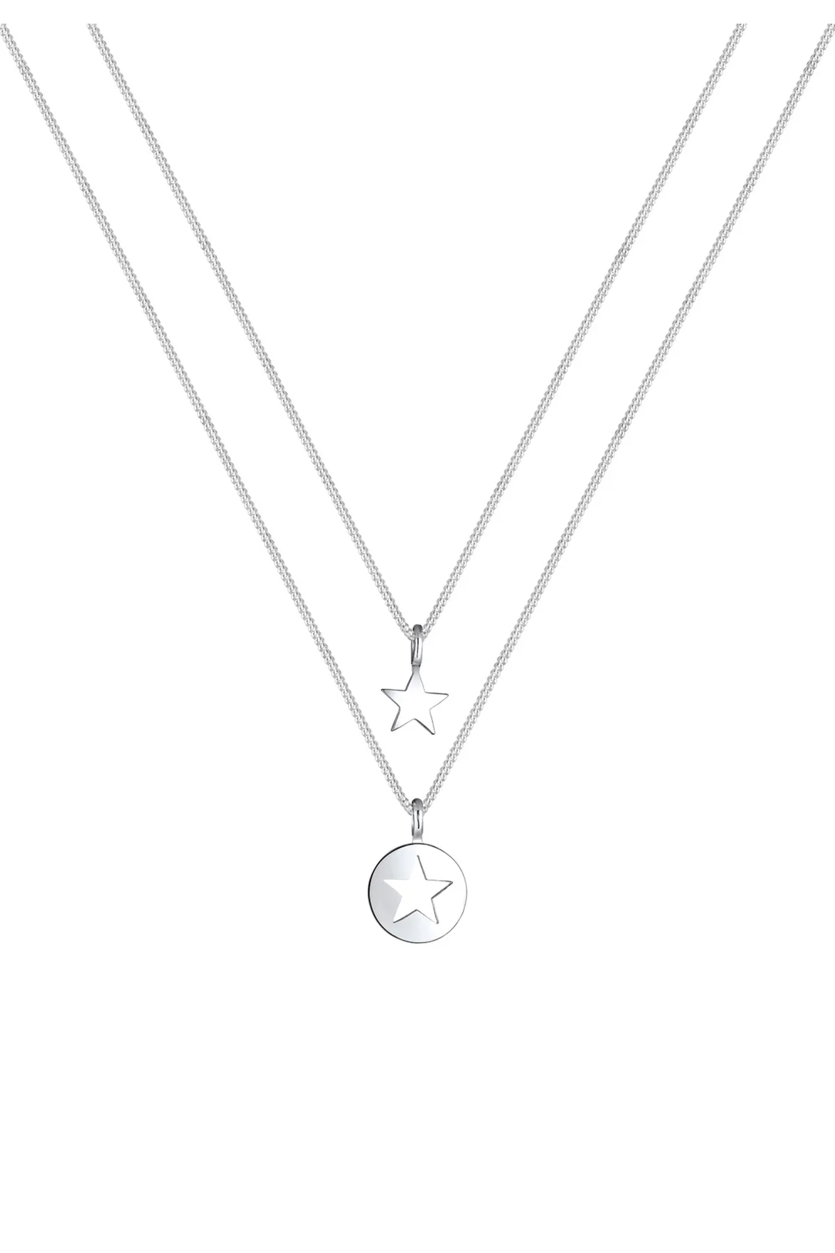 ELLI  Halskette Mutter Kind Set Stern Anhänger Cut Out 925 Silber