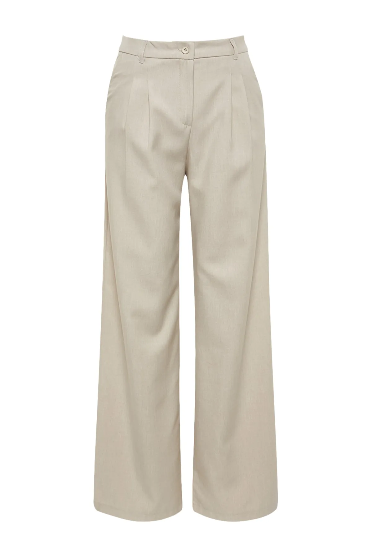 Trendyol Collection  Bundfaltenhose mit weitem Bein in Nerzfarbe - TWOAW22PL0475