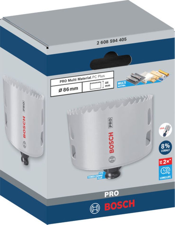 Bosch Blue Accessories 2608594405 PRO Multi Material PC Plus otwornica 86 mm