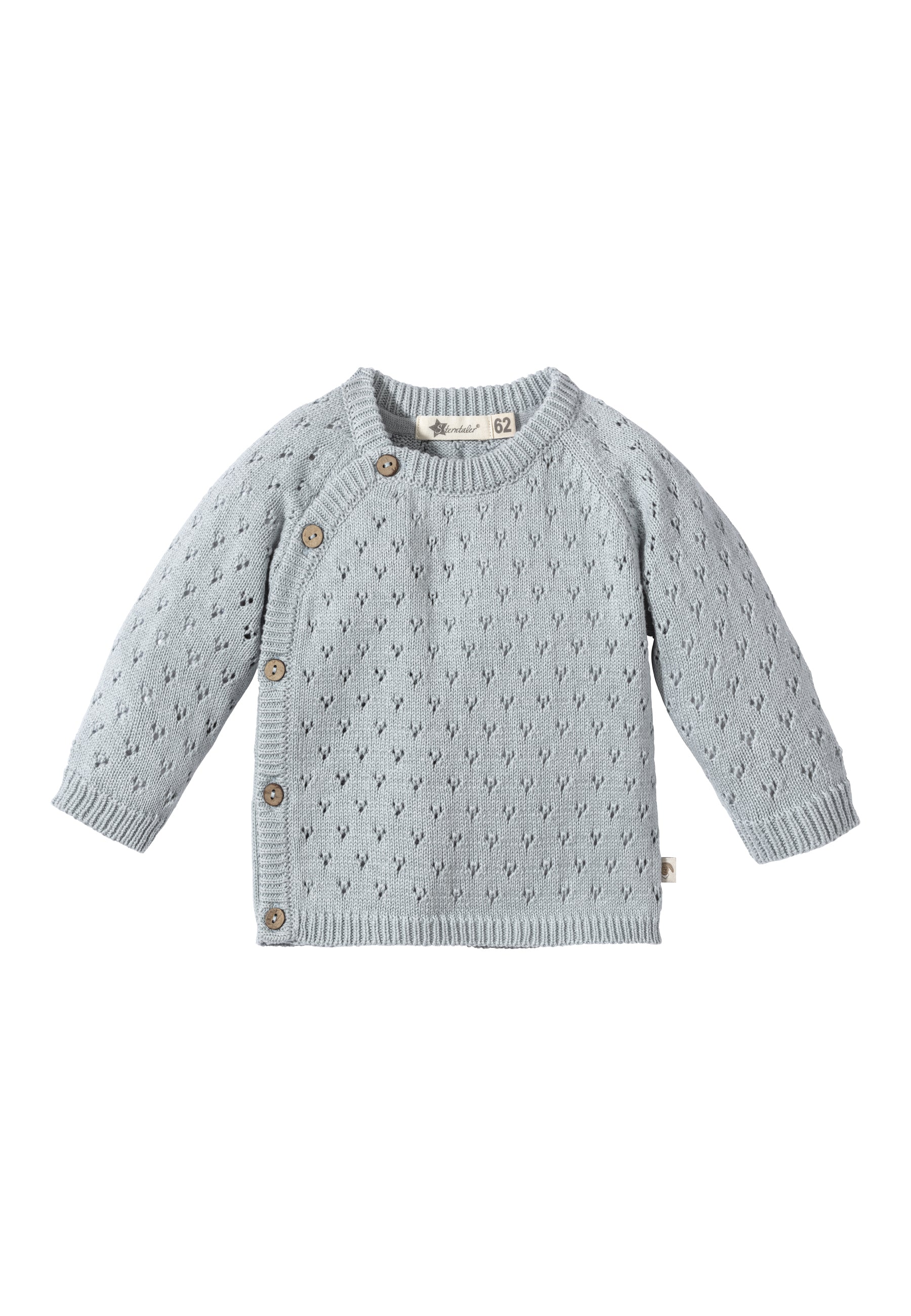 Strickjacke im Loch-Strick-Muster in graublau