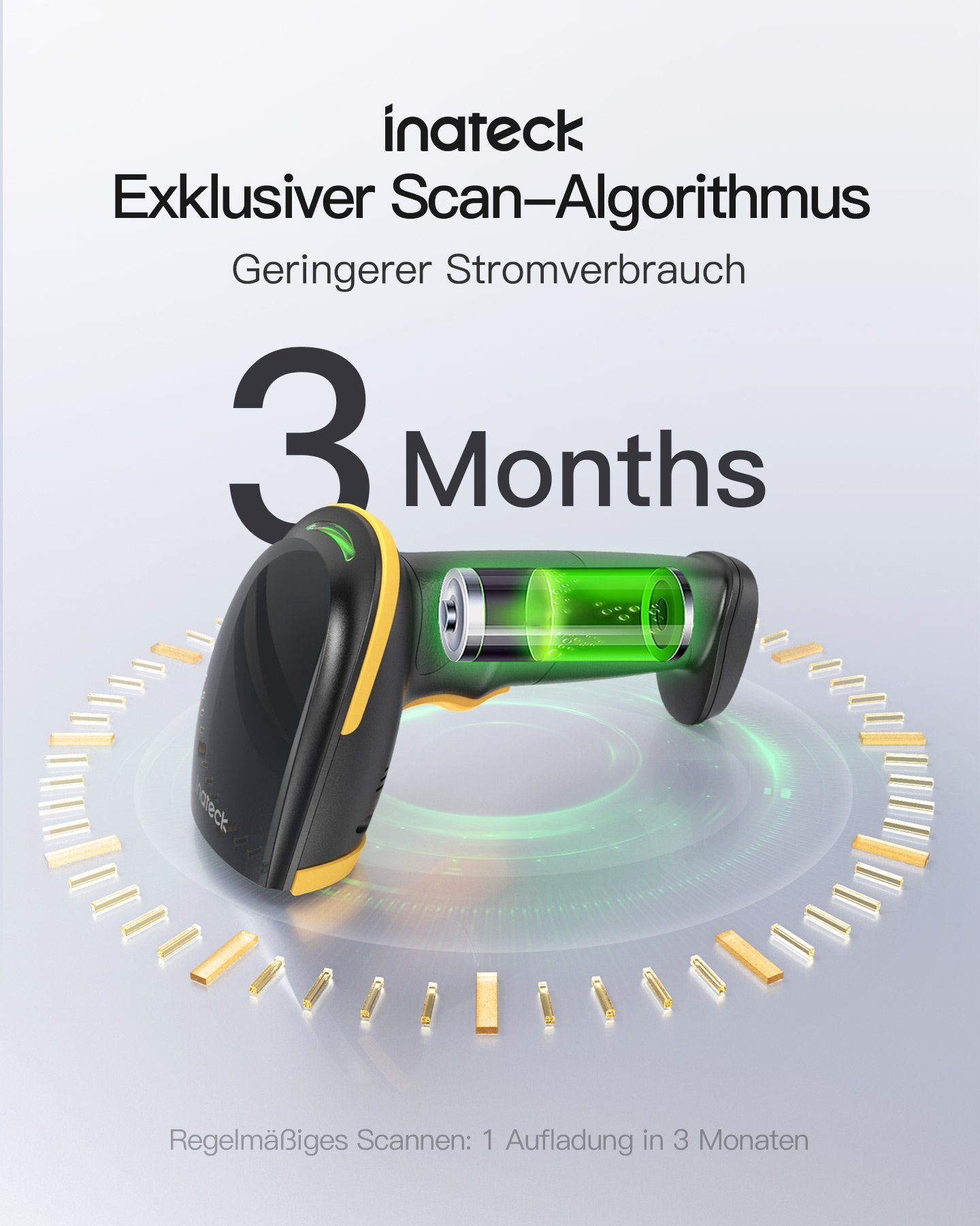 Inateck 1D Bluetooth Barcode Scanner Handscanner, (Unterstützen Selbst Entwickelte App und SDK)