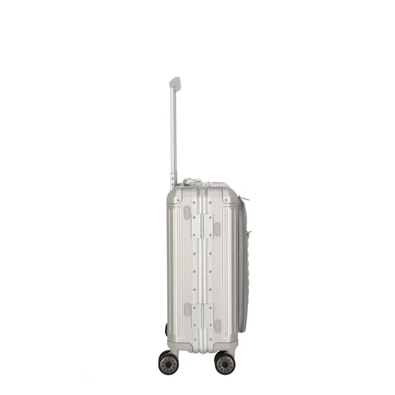 Travelite NEXT Trolley S mit Vortasche 4 Rollen (55cm) - Silber